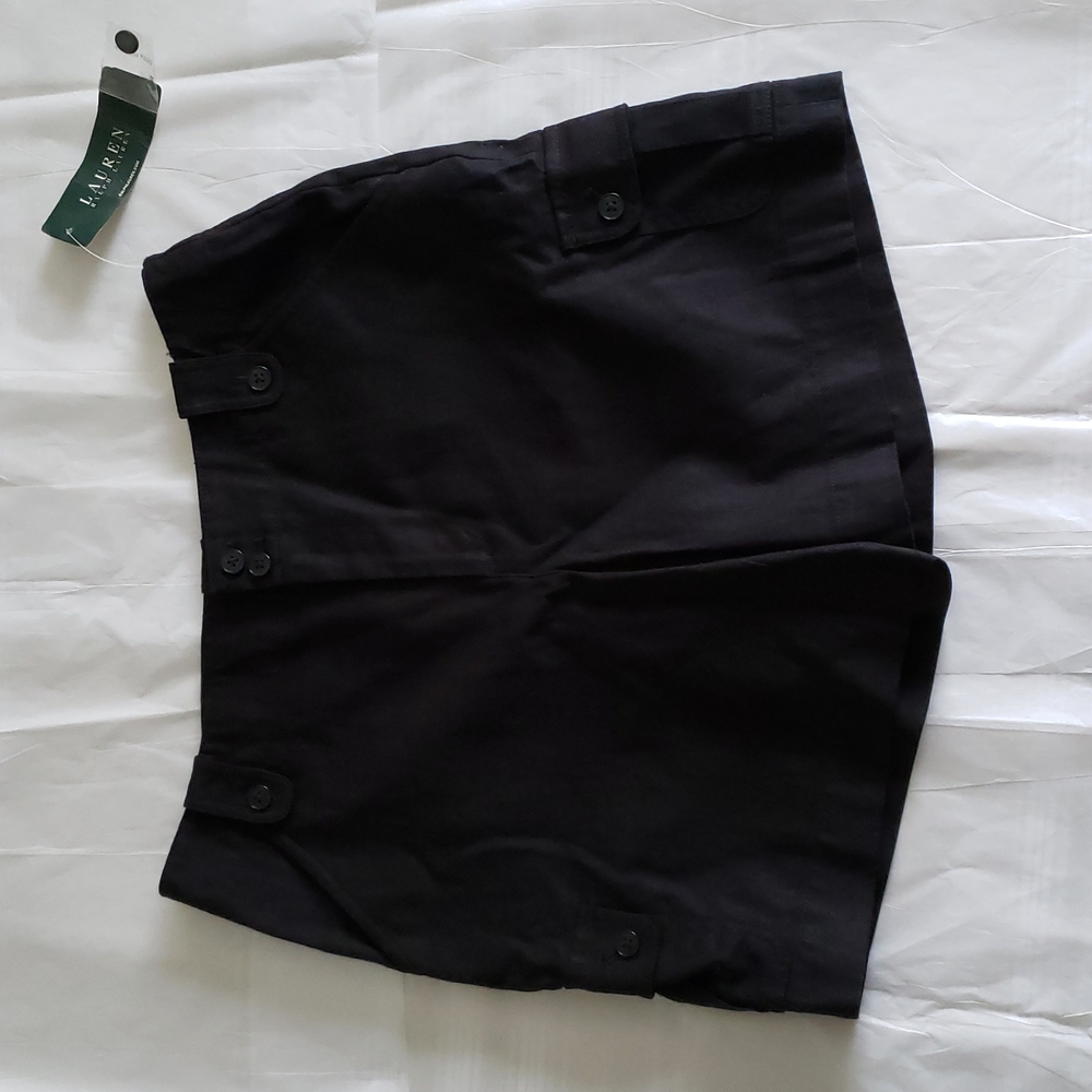 Ralph Lauren NEW Shorts Black 6-pocket Women's 6 Linen Cotton